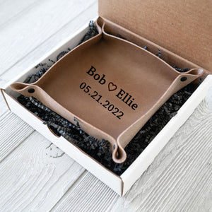 Personalized Leather valet tray - Couple,Anniversary Gift For Men