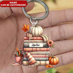 Gift For Book Lover, Book Club - Halloween Book Collection Custom Shape Keychain