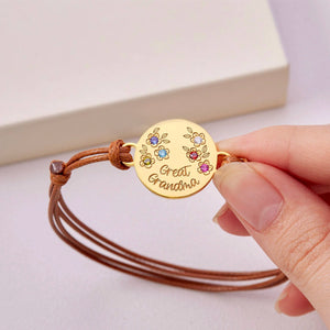 Personalized Mom Grandma Flower Bracelet With Kid's Birthstones