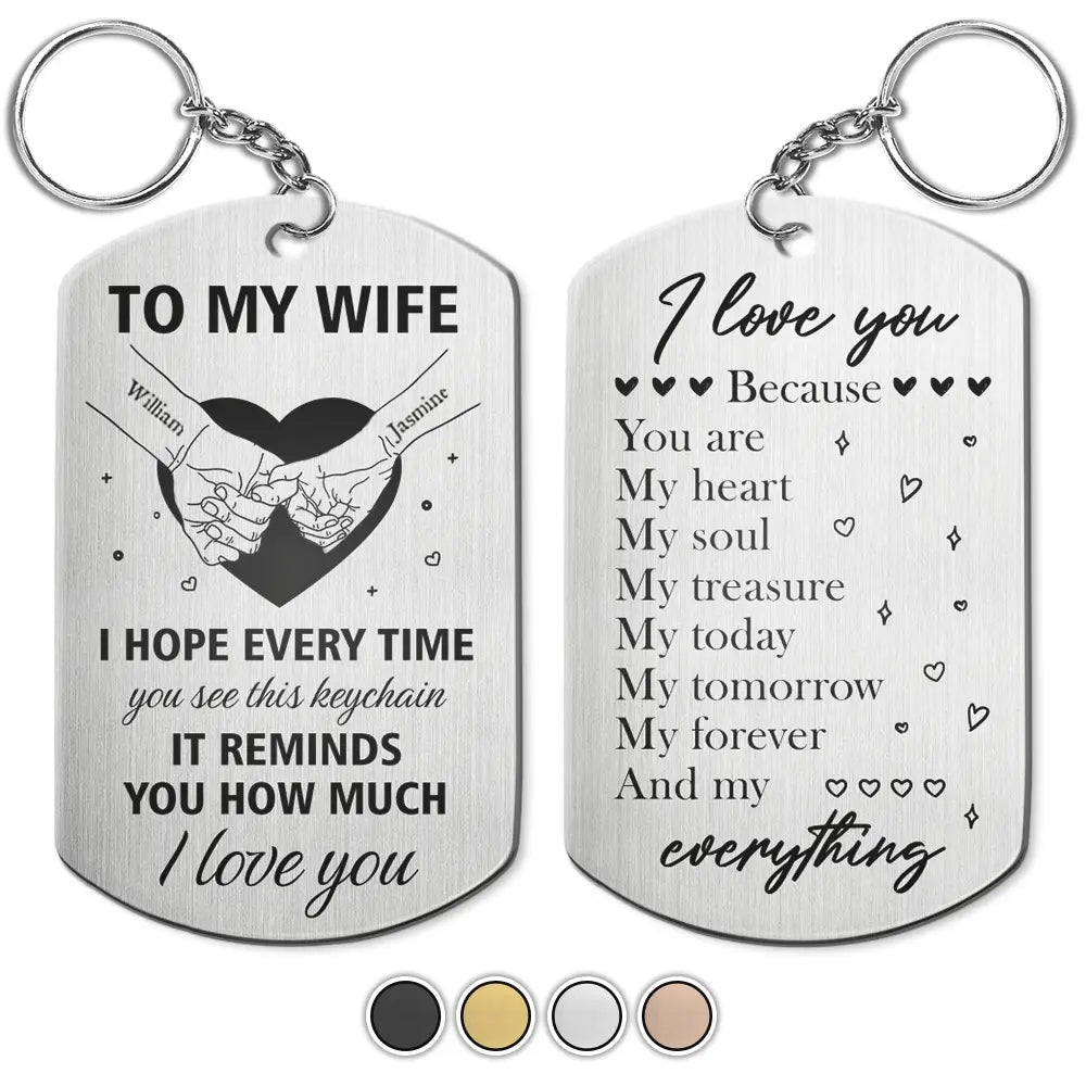 Personalized Keychain - Couple Holding Hands You Are My Heart My Soul My Treasure