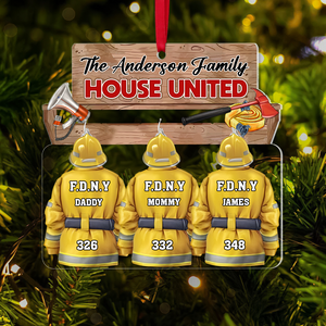 Personalized Gift For Firefighter Family Christmas Acrylic Ornament