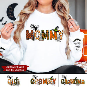 Personalized Halloween Custom Kids Names Grandma Tittle Sweatshirt