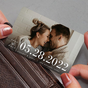 Personalized Save The Date Couple Family Anniversary Gift Metal Wallet Card