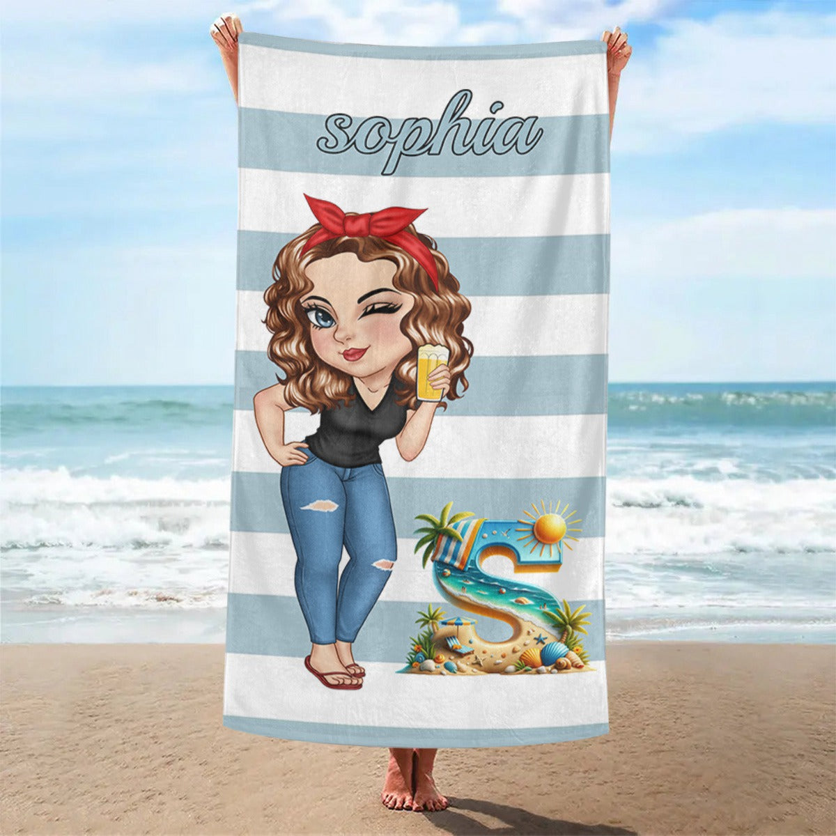 Summer Is Calling Beach Vacation Monogram -Personalized Beach Towel