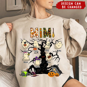 Personalized Halloween Gift For Grandma Spooky Tree Sweatshirt