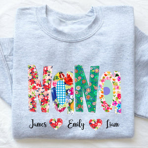 Personalized Flower Grandma With Grandkids Print Sweatshirt