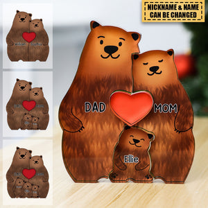 Personalized Bear Family Acrylic Art Puzzle Gift For Family