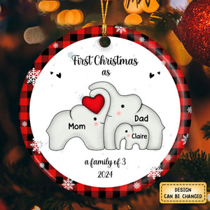 Personalized Elephant First Christmas as a Family Ornament