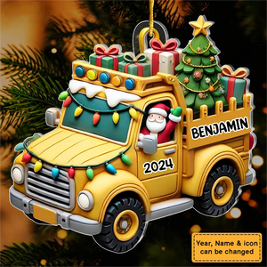 Gift For Grandkid Personalized Truck With Christmas Tree Ornament