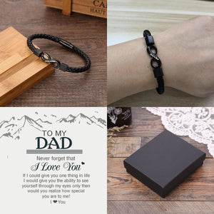 To My DAD-Personalized Dual Name Infinity Leather Bracelet