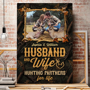 Husband And Wife, Hunting Partners Personalized Couple Canvas Poster