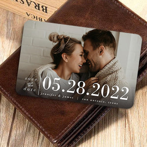 Personalized Save The Date Couple Family Anniversary Gift Metal Wallet Card