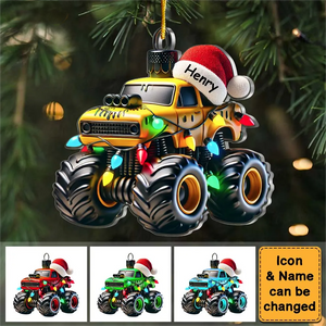 Monster Truck With Led Light Personalized Christmas Acrylic Ornament