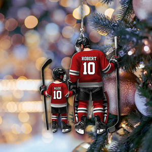 Father And Son – Personalized Ice Hockey Players Shaped Acrylic Ornament