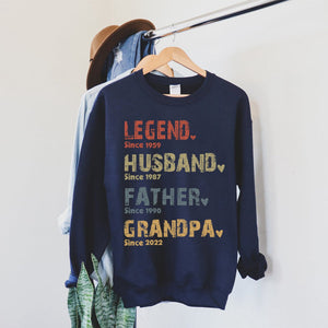 Legend, Husband, Dad And Papa Since - Family Personalized Sweatshirt