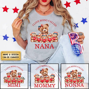 4th of July Grandma Bear with cute Grandkids Personalized T shirt