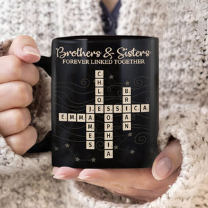 Brothers & Sisters Forever Linked Together Crossword Puzzle Art Personalized Mug