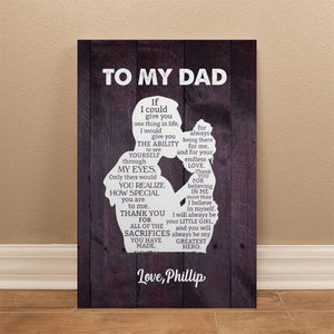 Personalized Gift For Dad From Daughter "My Greatest Hero" Premium Canvas