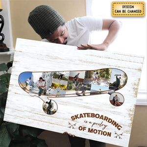 Personalized Skateboard Photo Collage Canvas,Gift for Skaters