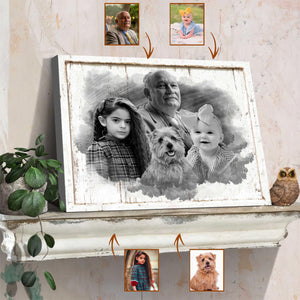 Add Deceased Loved One to Photo,Personalized Family Portrait Memorial Canvas Poster, Combine Photos