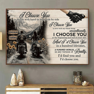 I Choose You-Personalized Vintage Couple Biker Poster