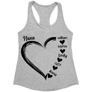 Sweet Heart Grandma, Nana, Mom Personalized Tank Top