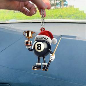 Personalized Billiard Shaped Trophy Christmas Ornament, Perfect Gift For Billiard Lovers