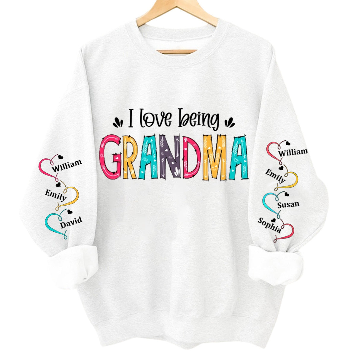 Christmas Gift For Mom, Grandma - Family Personalized Custom Sweatshirt With Design On Sleeve