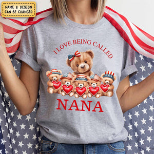 4th of July Grandma Bear with cute Grandkids Personalized T shirt