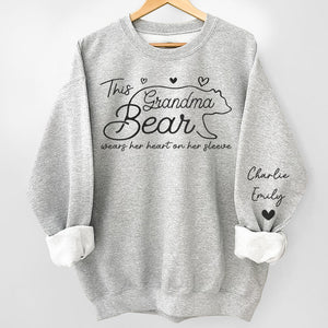 This Mama Bear Wears Her Heart On Her Sleeve - Family Personalized Unisex Sweatshirt