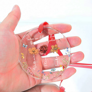 Personalized Glass Ornament - Sisters Are Different Flowers From The Same Garden