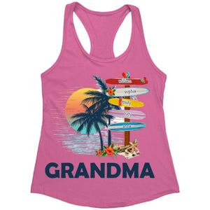 Personalized Grandma Surfboards Summer Vacation Tank Top