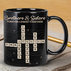 Brothers & Sisters Forever Linked Together Crossword Puzzle Art Personalized Mug