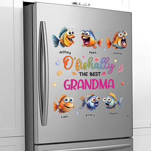 Personalized Fridge Decal/Sticker - O'fishally With Colorful Shell Fish Bubbles