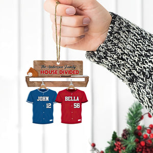 Personalized House United Family Baseball Christmas Wooden Ornament