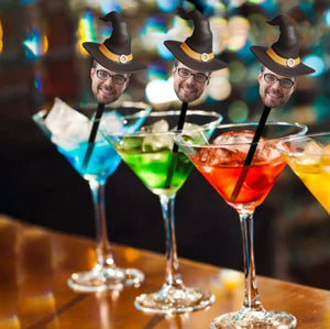 Halloween Drink Stirrers Personalized Witch Face Photo Drink Stirrers