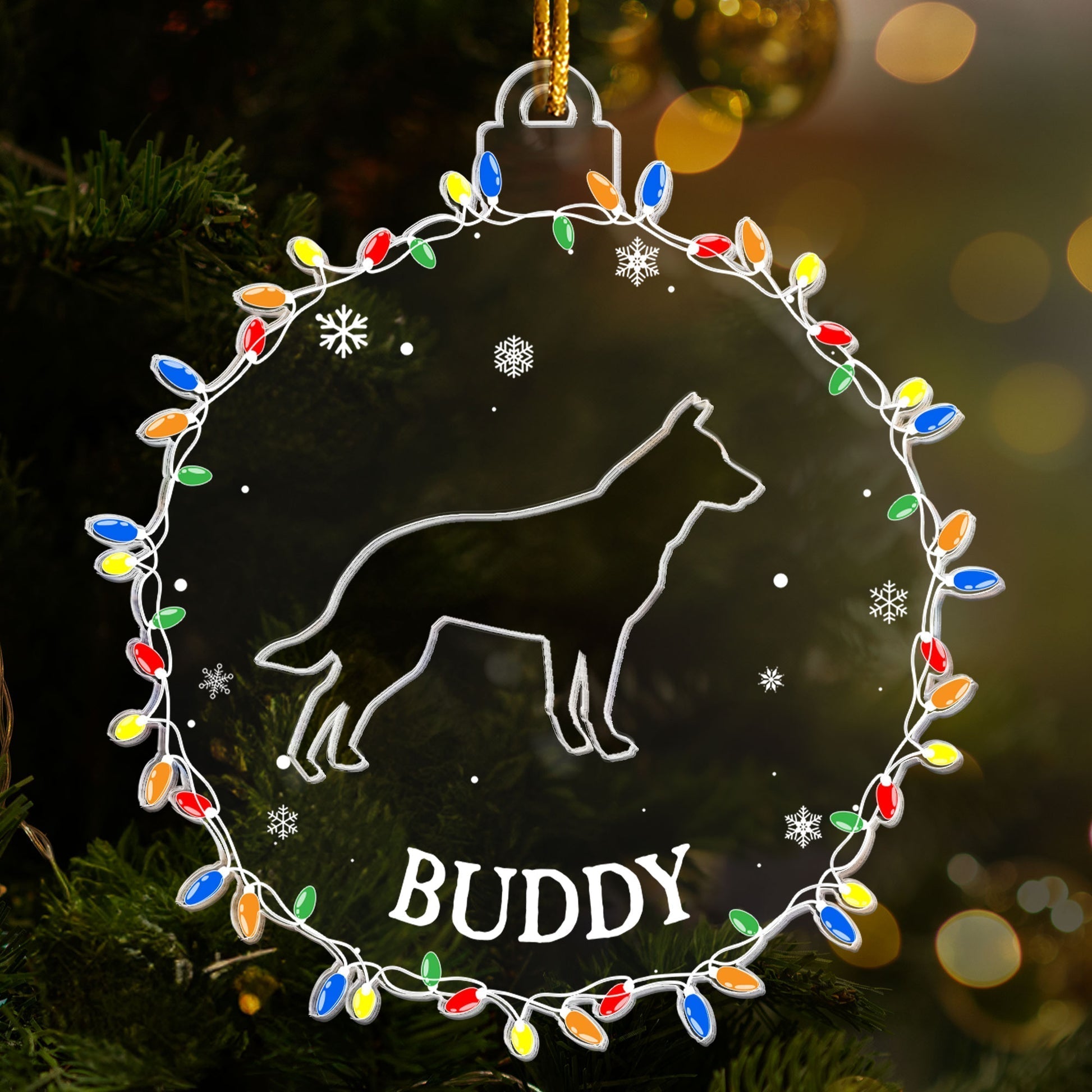 Christmas Silhouette Dog - Personalized Acrylic Ornament Gift For Dog Lover