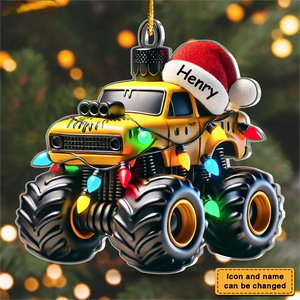 Monster Truck With Led Light Personalized Christmas Acrylic Ornament