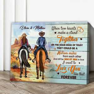 When Two Hearts Make A Stand Together Personalized Cowboy Horse Couple Canvas/Poster