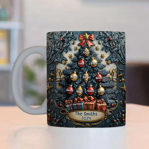 Merry Christmas - Personalized Christmas Tree Family Mug