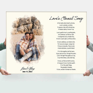 Personalized Canvas Print Poster With Poem | Lyrics Wall Art With Custom Photo | Couple Anniversary Gift