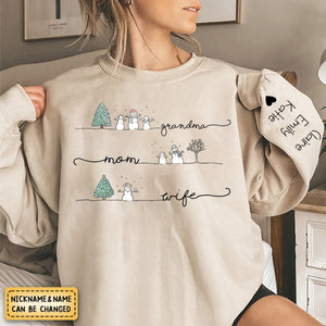 Wife Mom Mimi Christmas Snowman And Grandkids - Family Personalized  Sweatshirt