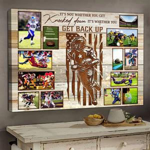 Personalized American Football Player Photo Collage Canvas Poster,Coach Gift