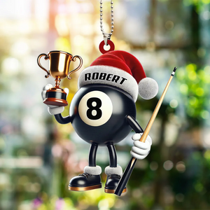 Personalized Billiard Shaped Trophy Christmas Ornament, Perfect Gift For Billiard Lovers