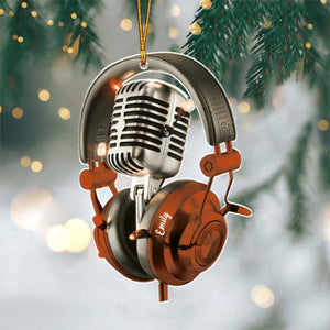 Personalized Microphone Christmas Ornament, Gift For Sing Lover