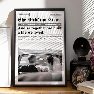 Couple Newspaper Anniversary Photo Collage Personalized Poster