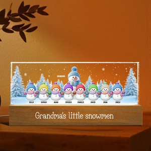 Grandma Grandkids Snowman Personalized Acrylic LED Night Light