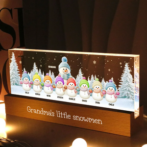 Grandma Grandkids Snowman Personalized Acrylic LED Night Light