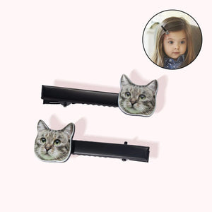 Personalized Cat Dog Pet Portrait Photo Acrylic Hair Clips