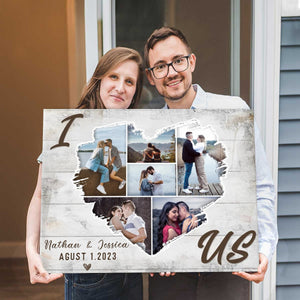 Personalized Couple Heart Shaped Photo Collage Poster,Wedding Anniversary Valentines Gift For Her Him